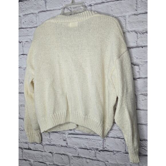 Luna Ivy Oversized Cream Strawberry Knit Cardigan Sweater Womens Medium Preppy - Picture 7 of 9